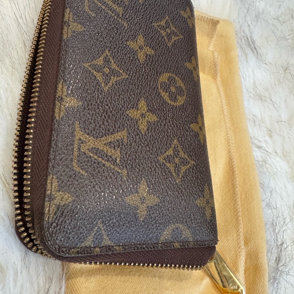 Louis Vuitton Brown and Gold Monogram Zipper Wallet